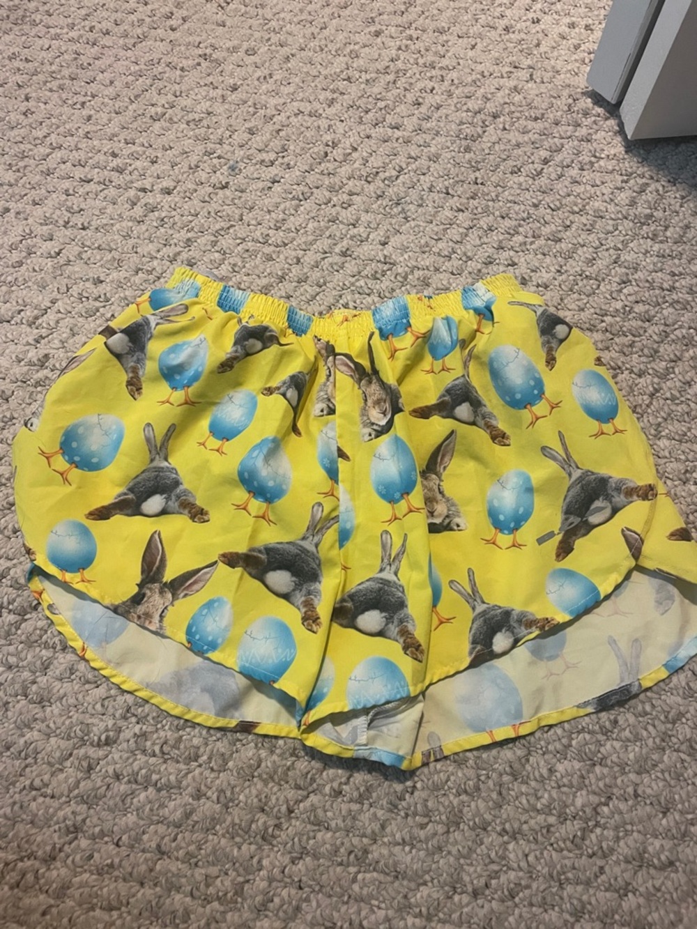 Yellow Bunny & Blue Egg Print Lounge Shorts